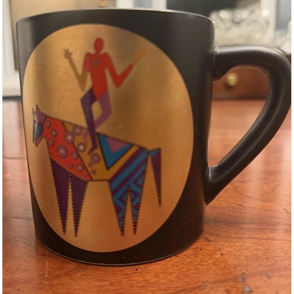 Vintage 1992 Laurel Burch Horse Dancer Coffee Mug Free Spirit Black Gold 16oz
